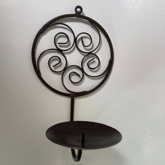 Wrought Iron Single Candle Black Wall Sconce Gothic Spiral Metal Candelabra - Picture 2 of 10